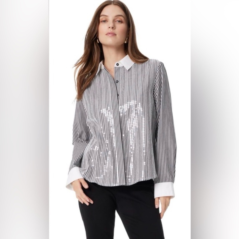 Sam Edelman Womens  Astrid Sequin Oversized Shirt, Blue NWT XS